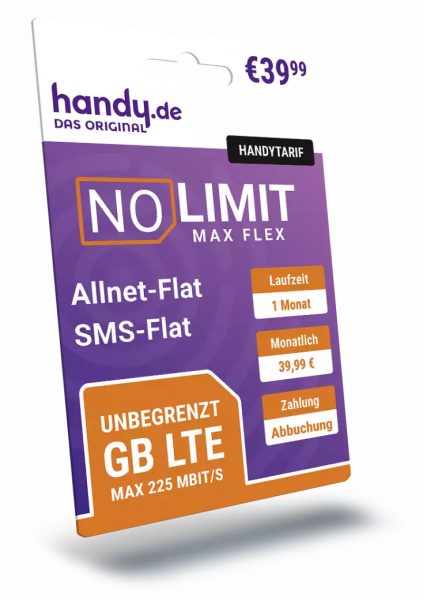 NO LIMIT MAX FLEX Unlimited LTE mit 225 Mbit/s